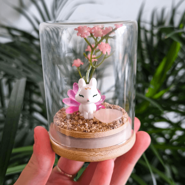 Ami protecteur - Kitsune rose (quartz rose)