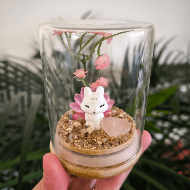 Ami protecteur - Kitsune rose foncé (quartz rose)