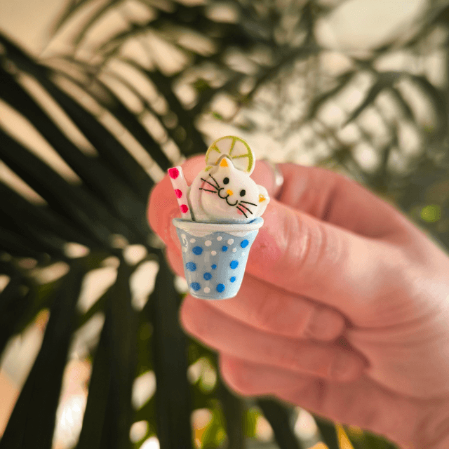 Mini pins - Chat bubbletea bleu